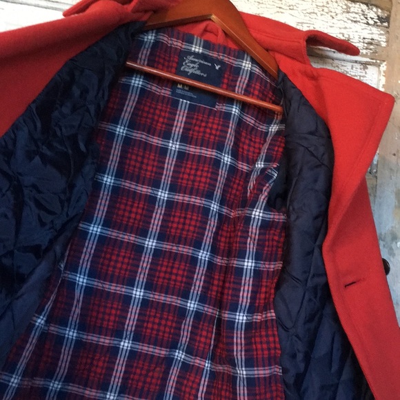 AE Outfitters Nice Lined Red Pea Coat - Medium - Picture 5 of 5